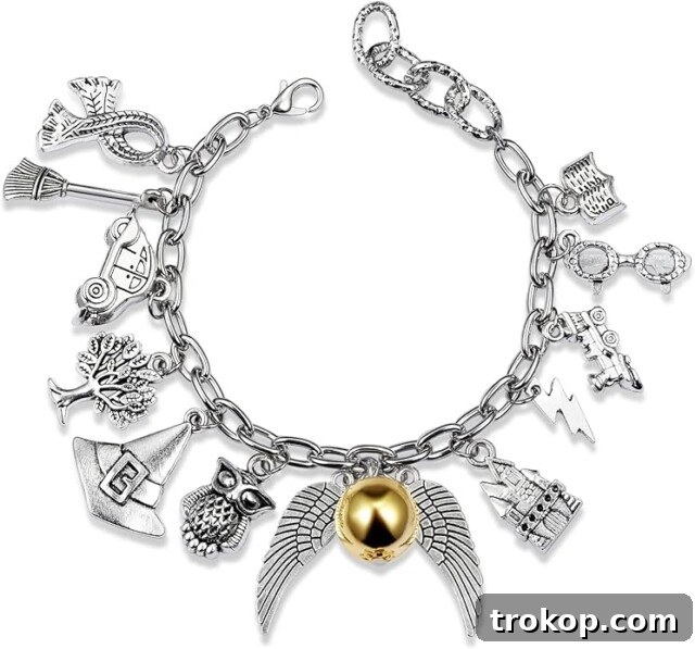 Harry Potter Gifts Every Fan Will Adore 8 Fancy Space Charm Bracelets Jewelry Set Wizardry Themed Adjustable Bracelet with 12 iconic charms.