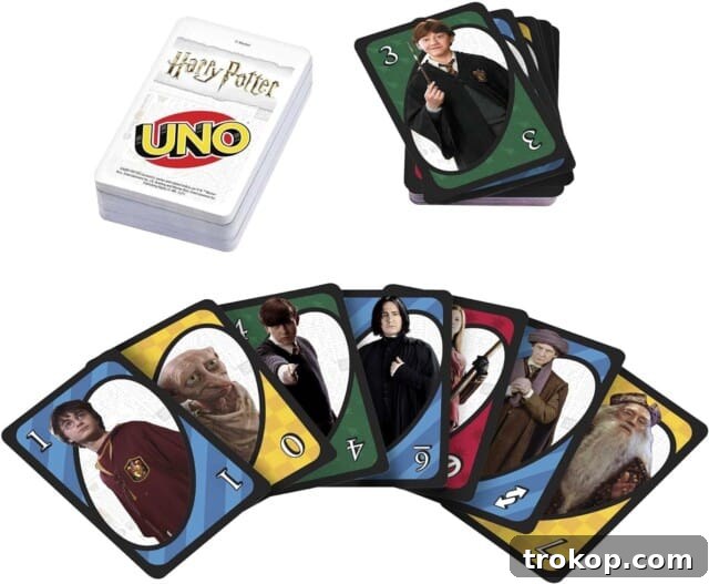 Harry Potter Gifts Every Fan Will Adore 9 Mattel Games UNO Harry Potter Card Game featuring film cast photos.