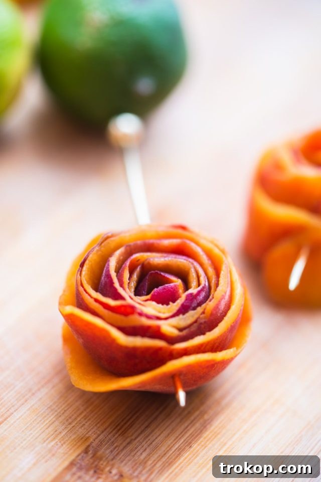 Rose garnish peach daiquiri