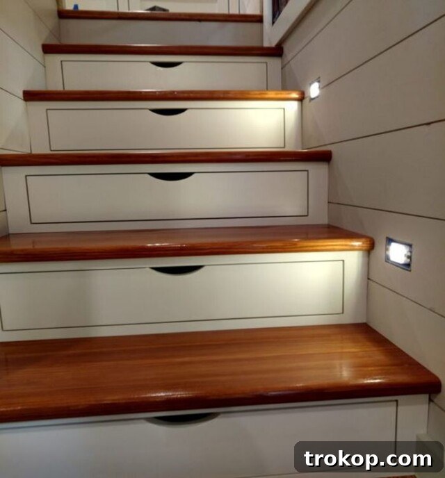 Staircase with hidden storage drawers