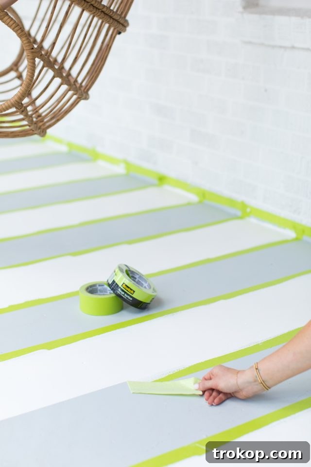 Easy Porch Paint Job Instant Home Improvement 10 how to paint a porch - photo of how easy it is to peel the painter's tape by sugar & cloth