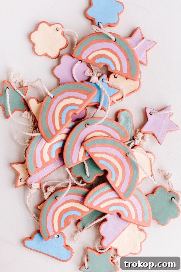 Crafting with Air Dry Clay 30 Ideas for Kids and Grown Ups 15 Clay Rainbow Decoration, a colorful and playful air dry clay project.