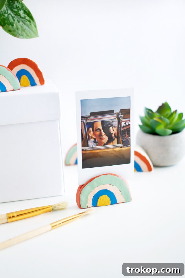 Crafting with Air Dry Clay 30 Ideas for Kids and Grown Ups 19 DIY Clay Rainbow Holder for air dry clay projects, showcasing a colorful arc.
