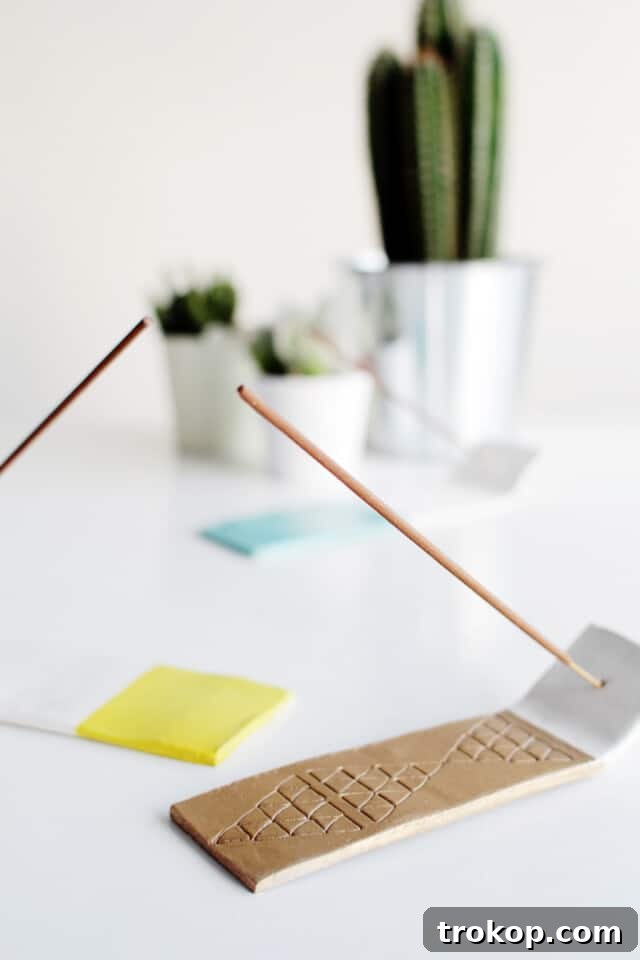 Crafting with Air Dry Clay 30 Ideas for Kids and Grown Ups 26 Incense Holder, a minimalist air dry clay design.
