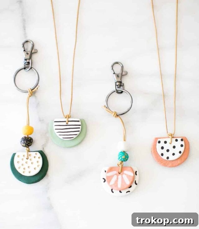 Crafting with Air Dry Clay 30 Ideas for Kids and Grown Ups 28 Essential Oil Necklace and Keychain, designed for diffusing aromas.