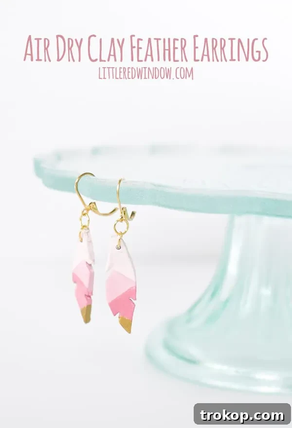 Crafting with Air Dry Clay 30 Ideas for Kids and Grown Ups 29 Air Dry Clay Feather Earrings, showing lightweight and stylish designs.