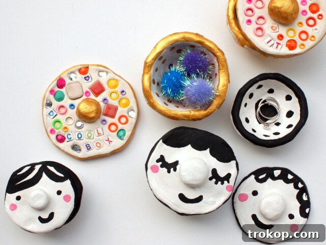 Crafting with Air Dry Clay 30 Ideas for Kids and Grown Ups 4 Painted Mosaic Pinch Pots for air dry clay project ideas, featuring vibrant, irregular shapes.