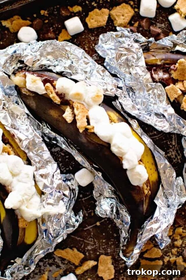 28 Ingenious and Effortless Marshmallow Treats 8 S’mores Banana Boats for recipes with marshmallows