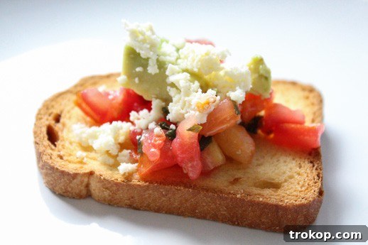 Perfect 5 Minute Bruschetta 3 Gourmet 5-minute bruschetta with truffle oil and avocado