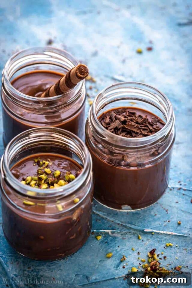 Supangle for asian desserts, a rich chocolate pudding with pistachios.