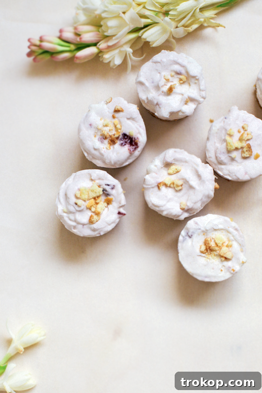 Crave-Worthy Peanut Butter Desserts You Need to Bake 5 Mini no-bake peanut butter and jelly cheesecakes in individual serving sizes, topped with jam.