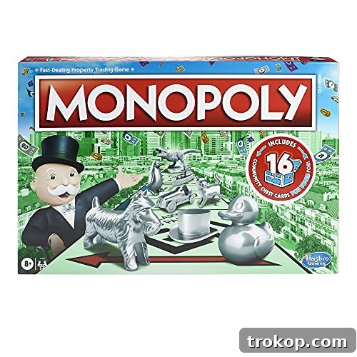 MONOPOLY Game, Family Board Game for 2 to 6 Players, Board Game for Kids Ages 8 and Up, Includes Fan Vote Community Chest Cards MONOPOLY Game, Family Board Game for 2 to 6 Players, Board Game for Kids Ages 8 and Up, Includes Fan Vote Community Chest Cards