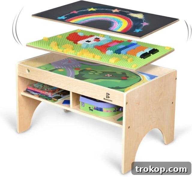 30 Gifts for Brothers and Sisters to Enjoy Together 9 Kids 3-in-1 Wooden Art & Activity Table Playset for gifts for siblings to share