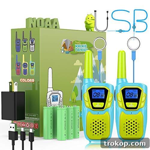Walkie Talkies for Kids Adults Long Range Rechargeable 2 Pack, Topsung USB Walkie Talkies for Teen Girls Boys Age 3-12, NOAA 2 Way Radio Walkie Talkies for Family Camping Hiking Boating Fishing Walkie Talkies for Kids Adults Long Range Rechargeable 2 Pack, Topsung USB Walkie Talkies for Teen Girls Boys Age 3-12, NOAA 2 Way Radio Walkie Talkies for Family Camping Hiking Boating Fishing