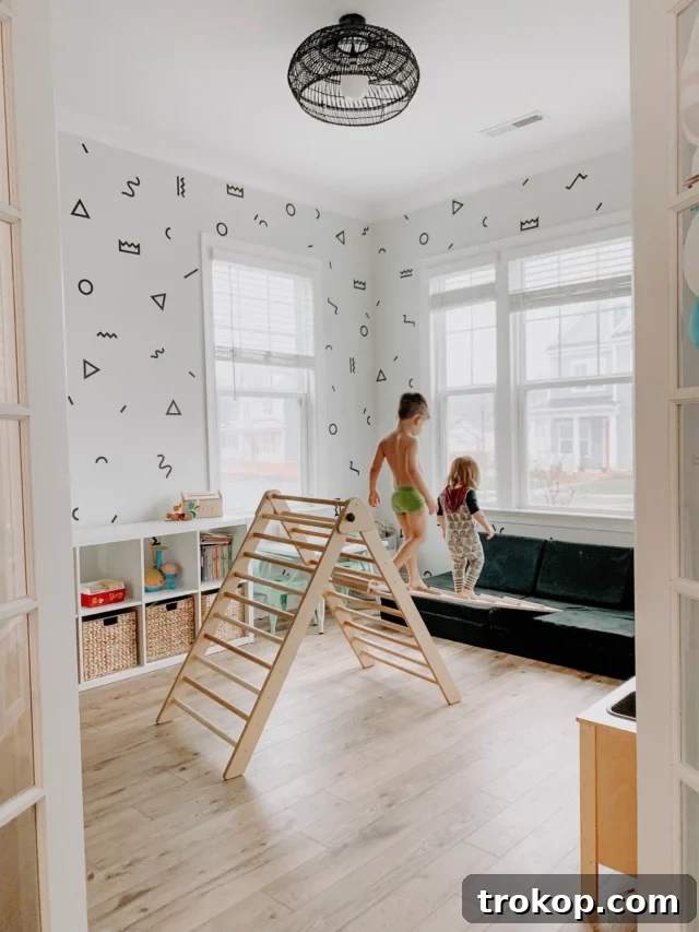 17 Playroom Gems: Fun and Adorable Ideas for Kids 4 Geometric Wall Playroom