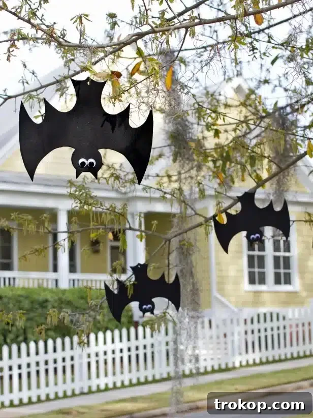Hanging Foam Bats for DIY Outdoor Halloween Decorations 