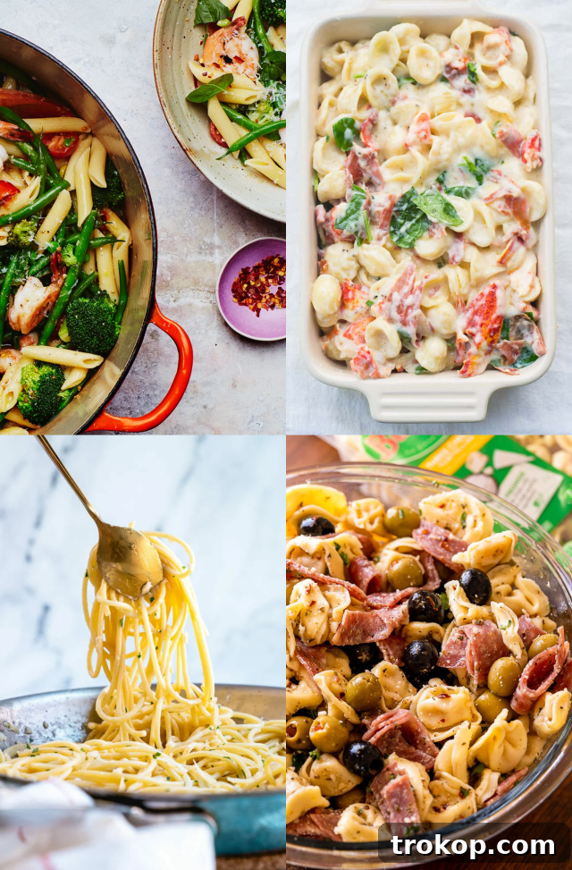 Selection of various pasta side dishes, vibrant and appealing