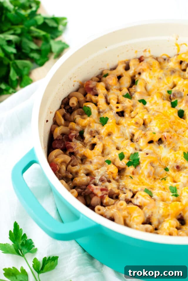 Hearty Chili Mac, a flavorful one-pot pasta side dish