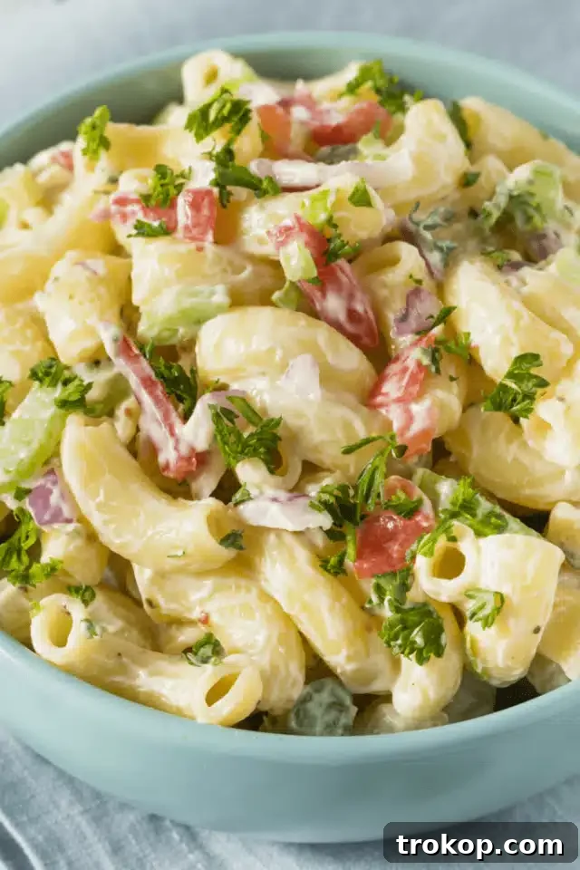 Classic Creamy Macaroni Salad, versatile and easy to make