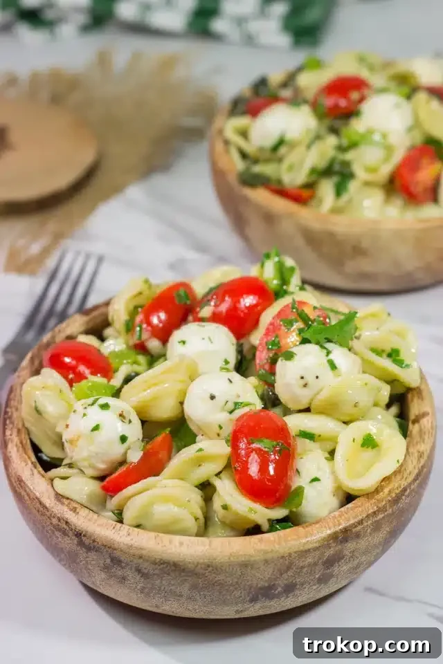 Fresh and vibrant Caprese Pasta Salad for summer gatherings