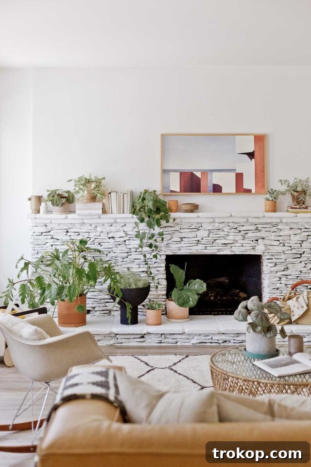 Before and After: Fireplace Makeover for stone fireplace