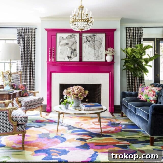 Colorful Fireplace Makeover Idea
