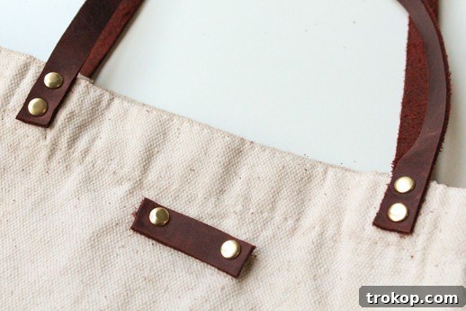 DIY leather handled tote bag