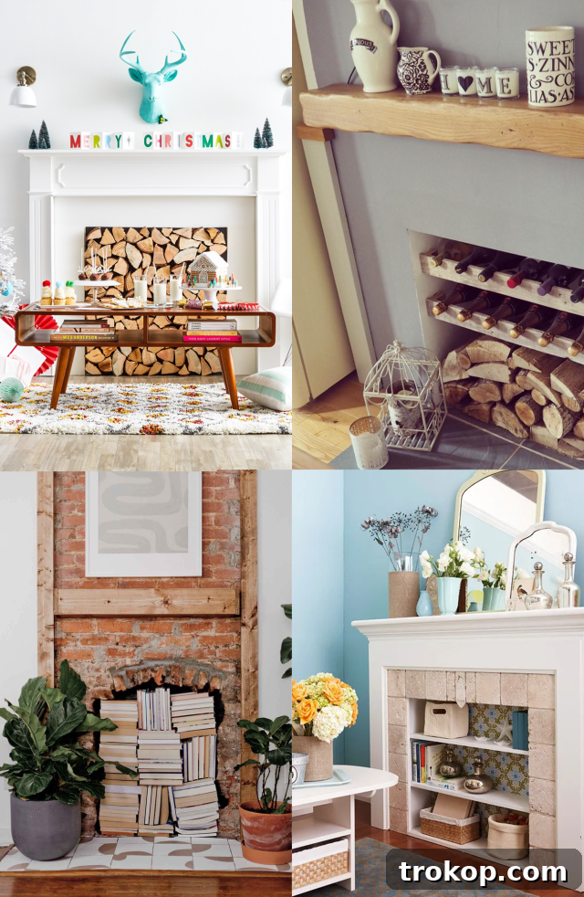 Empty Fireplace Decor Ideas