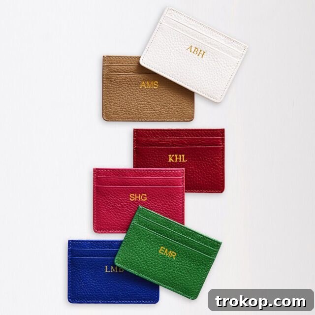 Monogrammed leather card case for creative ways to gift money