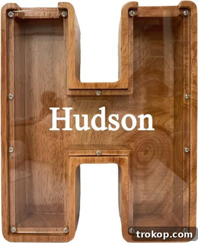Personalized Large Wooden Kids Letter Piggy Bank Custom Name Coin Piggy Bank for money gift ideas