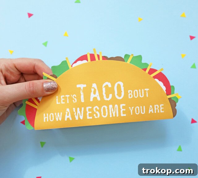 Taco Gift Card Holder for money gift ideas, shaped like a taco