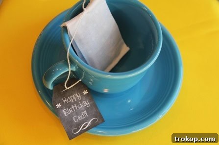 Tea Bag Money Gift Holder, with cash hidden inside a faux tea bag