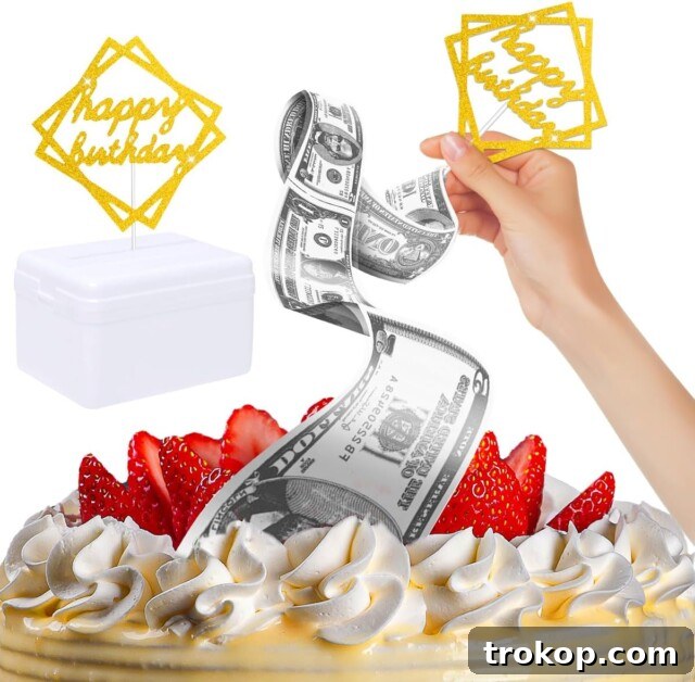 Birthday Money Box Cake Topper, a kit to pull out money from a cake