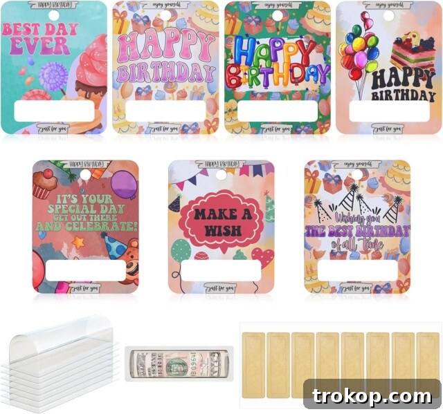 Birthday Money Cards Holder Ornaments for Gifting Cash, Checks, in various colors