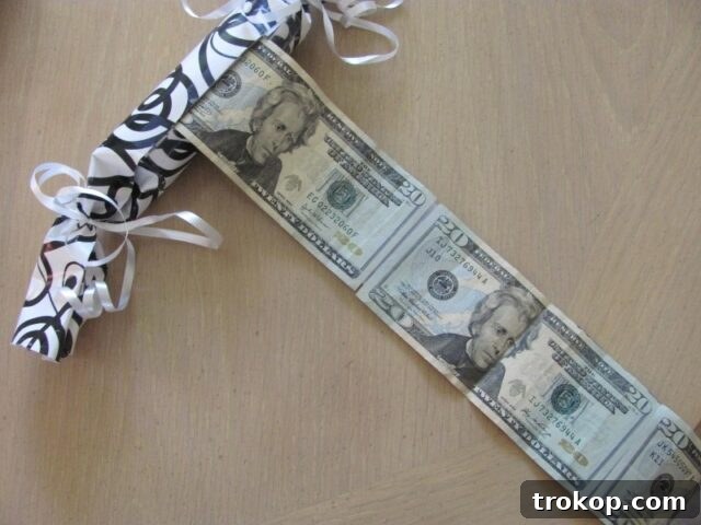 Money Roll gift idea using a toilet paper roll for creative money gifts