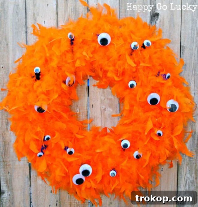 Halloween Monster Wreath for DIY Halloween decor