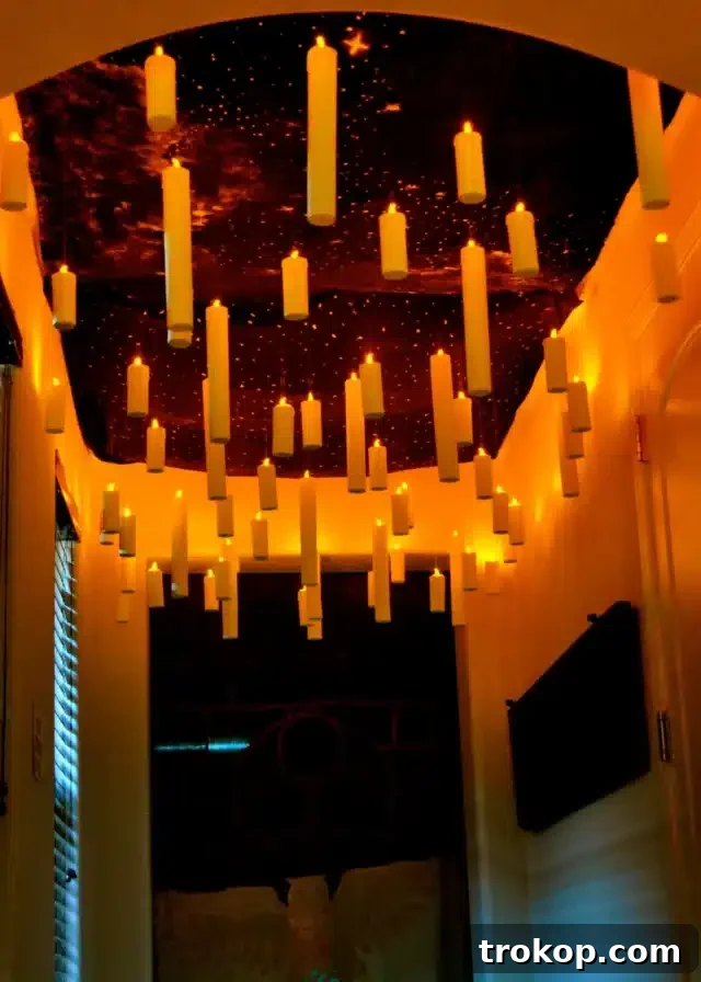 Floating Candles for DIY Halloween decor, inspired by Harry Potter