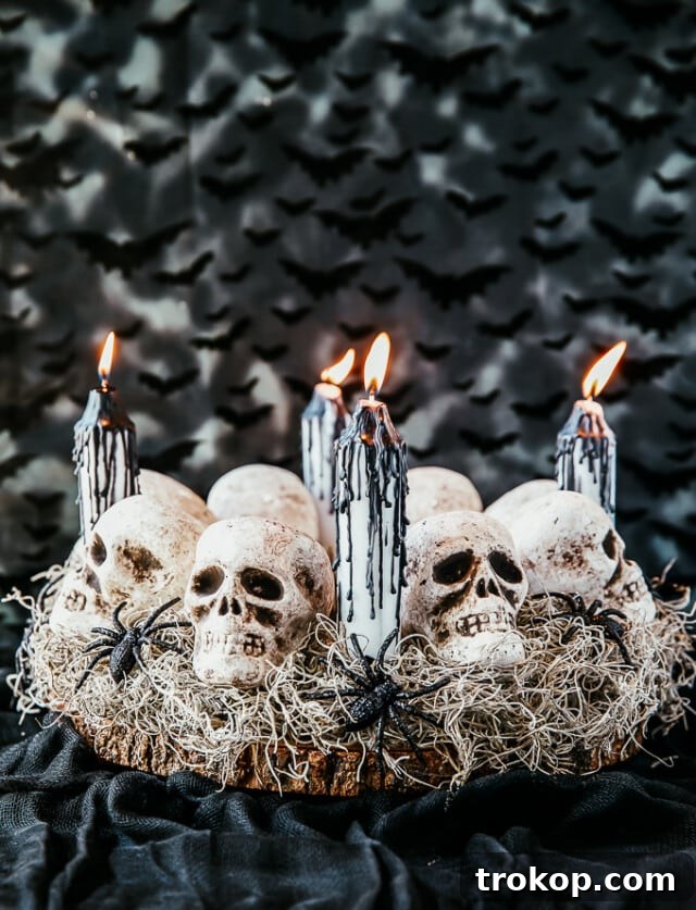 Halloween Skull Centerpiece with candles