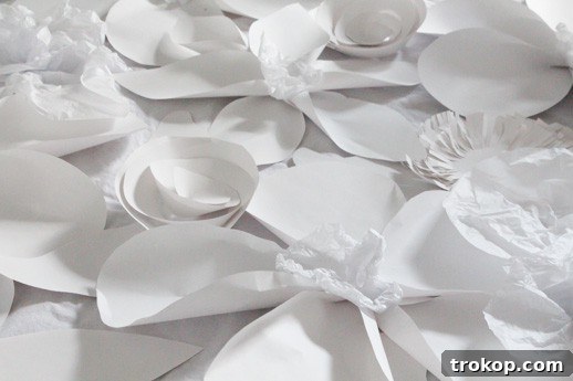 DIY Beautiful Paper Flower Wall 6 Adding Texture to DIY Paper Flower Backdrop