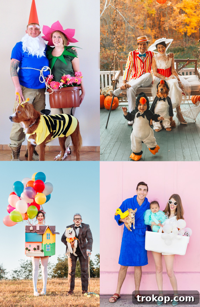 22 Pawsome Matching Halloween Costumes for Couples and Their Dogs 2 A couple and their dog dressed in creative Halloween costumes, showcasing family fun for the spooky season.
