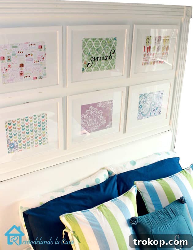 Crafting Your Dream Bedroom: DIY Headboard Inspiration 14 Personalized picture frame headboard, a creative way to display art and photos.