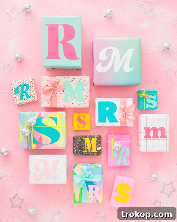 Bold Typographic Gift Tags for a modern Christmas present