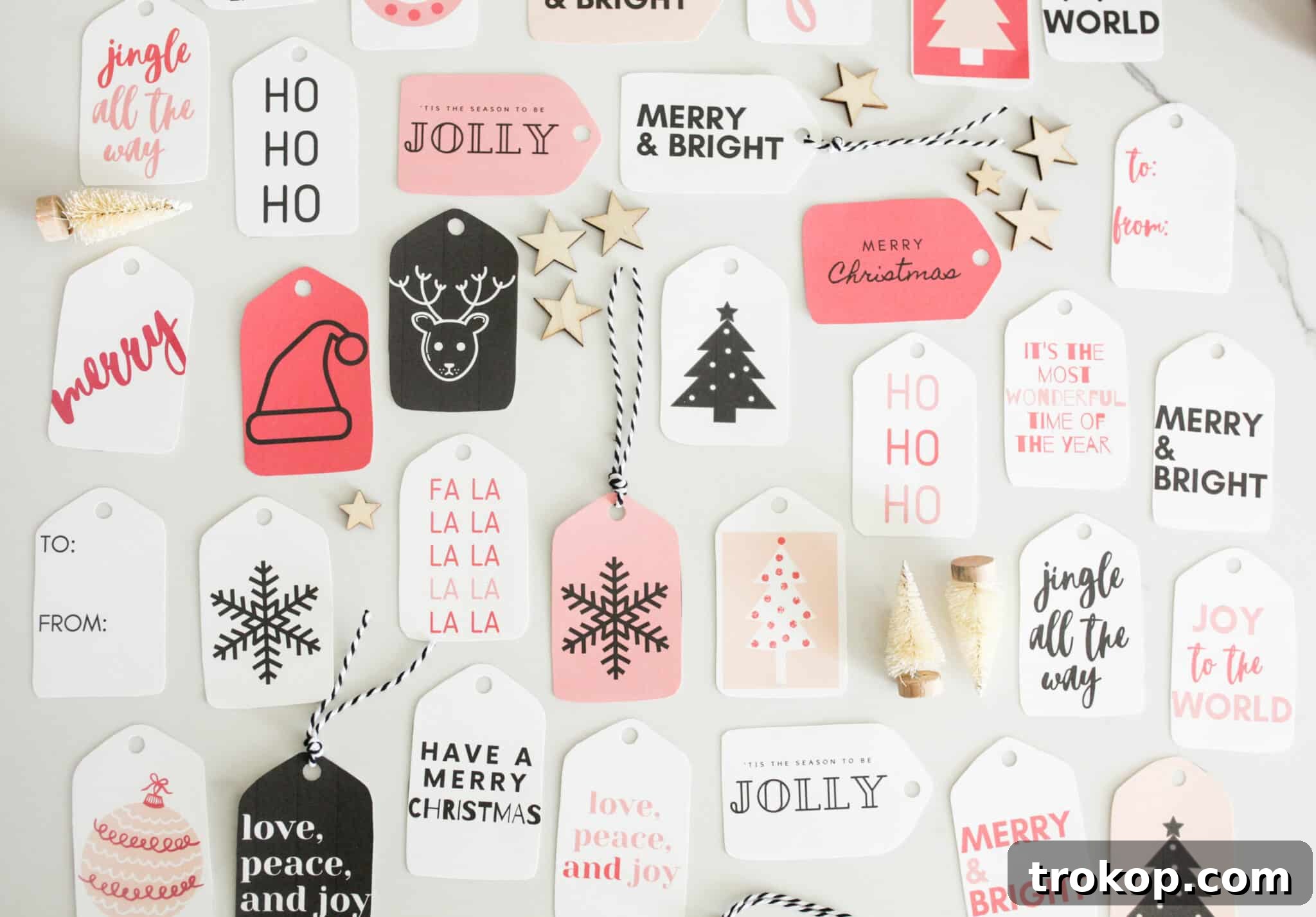 Printable Simple Christmas Gift Tags in modern, colorful designs