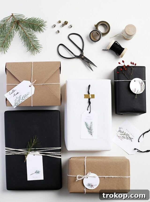 Elegant Greenery Gift Tags with free printable for Christmas