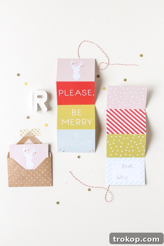 DIY printable accordion gift tag for unique Christmas gifts