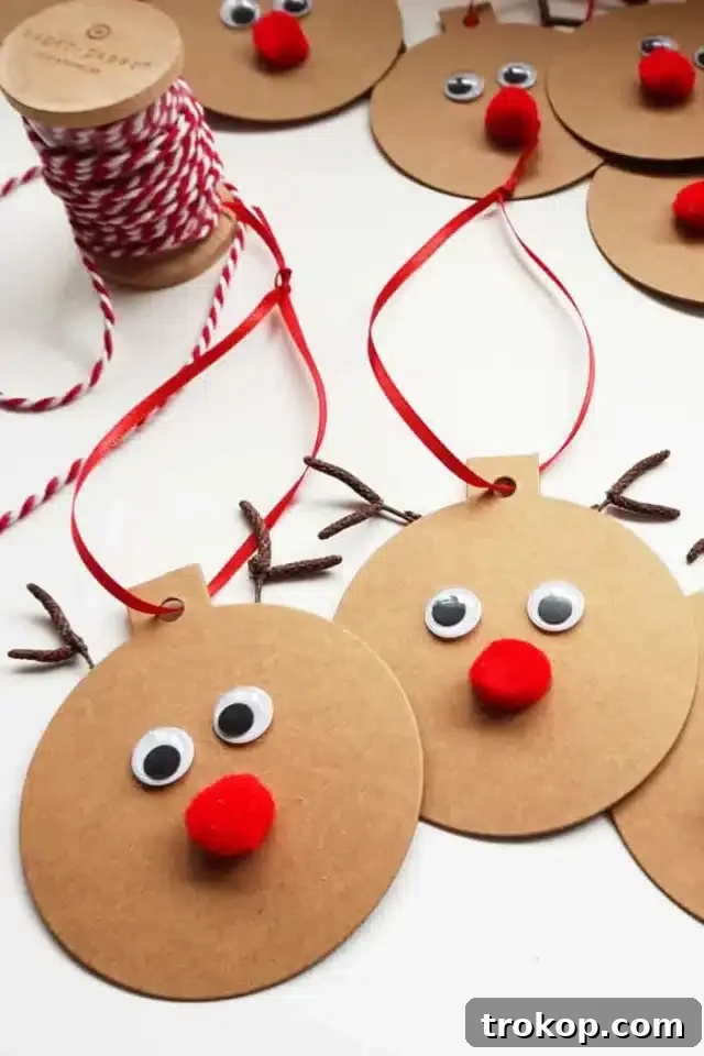Charming Rudolph Gift Tags, a fun Christmas craft for children