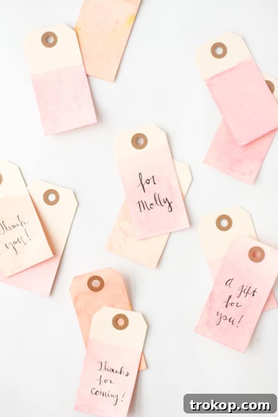 Easy Dip Dyed Gift Tags with a stylish ombre effect