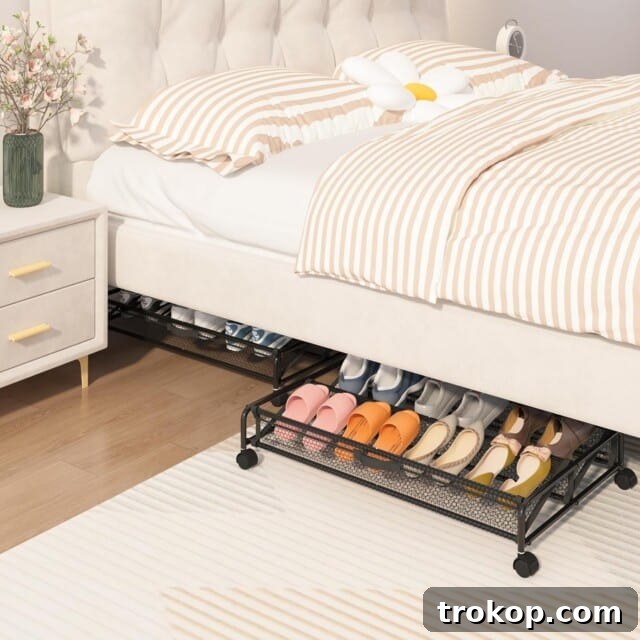 Maximize Space with Smart Under Bed Shoe Storage 7 Under Bed Mesh Shoe Rack