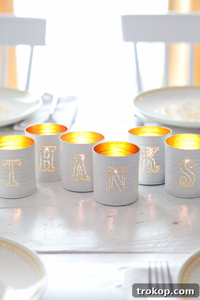 Creative Thanksgiving Table Decor: DIY Ideas for a Festive Feast 16 DIY Tin Punched Votive Candles for Thanksgiving decor