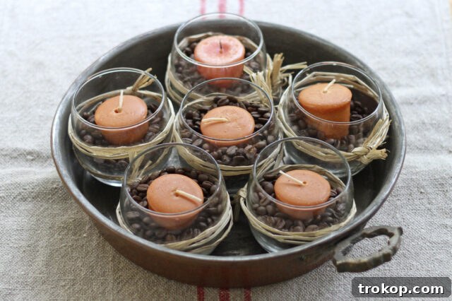 Creative Thanksgiving Table Decor: DIY Ideas for a Festive Feast 25 Candle and Coffee Bean Centerpiece for a fragrant Thanksgiving table